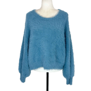 London Kaye fuzzy blue sweater